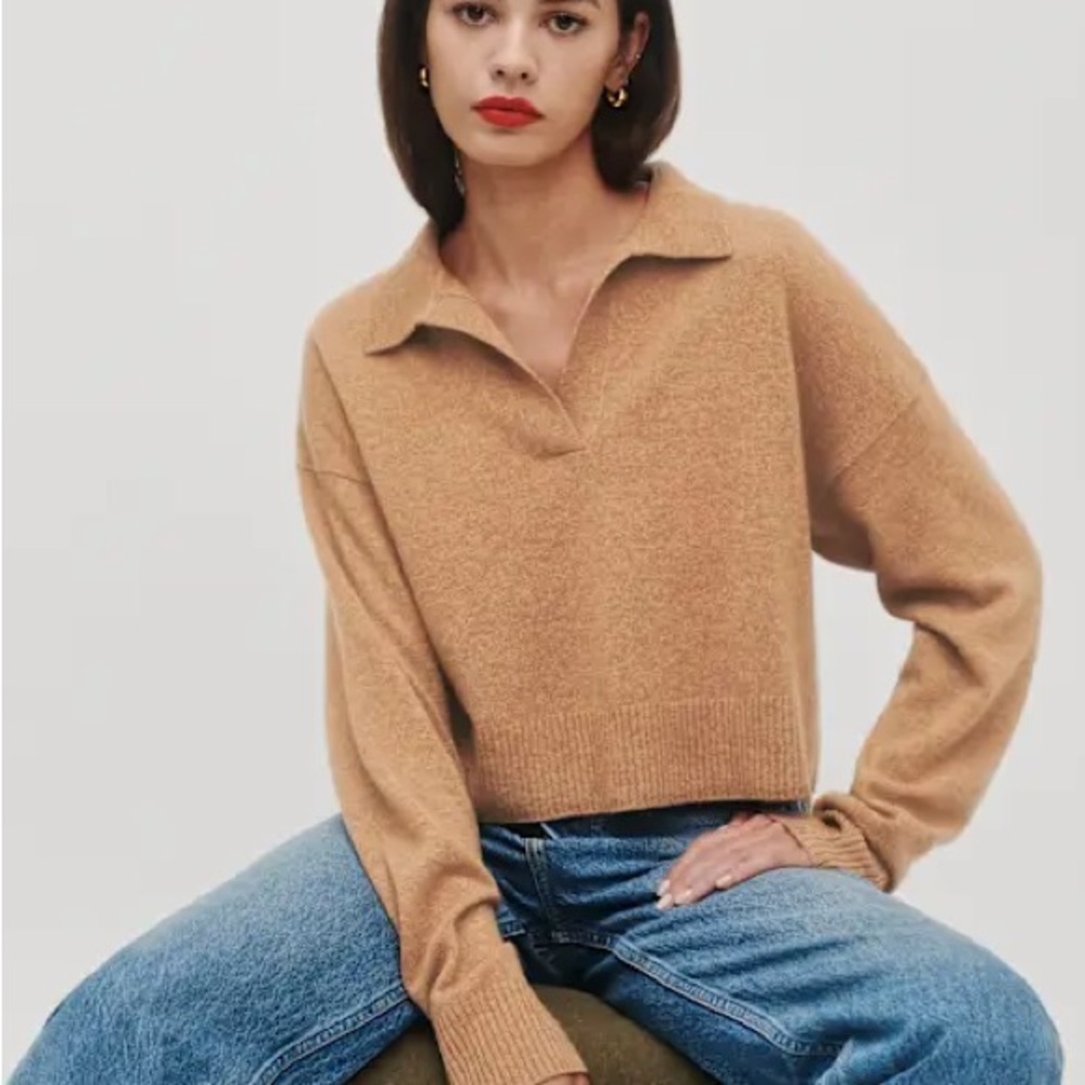 Reformation Cashmere Polo Sweater